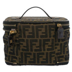FENDI Zucca Canvas Vanity Cosmetic Pouch Black Brownbs7906