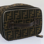 FENDI Zucca Canvas Vanity Cosmetic Pouch Black Brownbs7906
