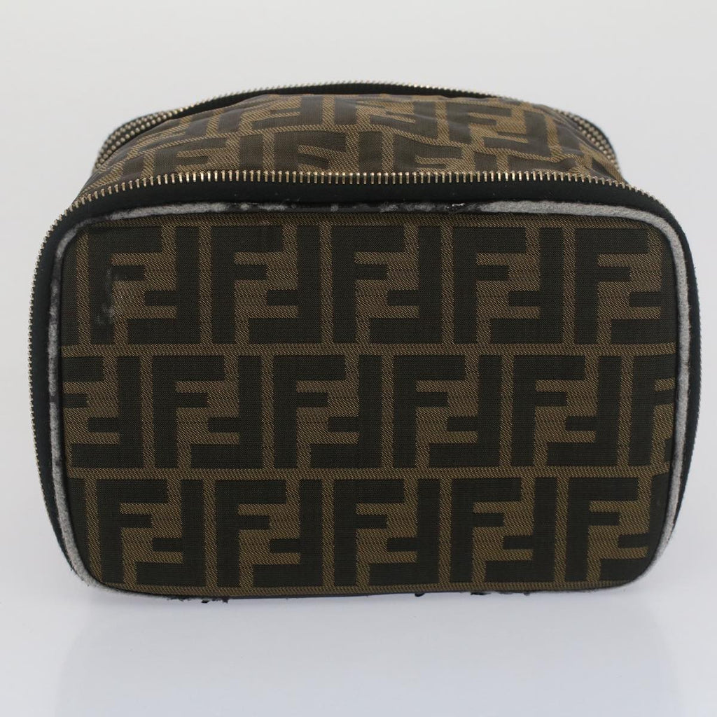 FENDI Zucca Canvas Vanity Cosmetic Pouch Black Brownbs7906