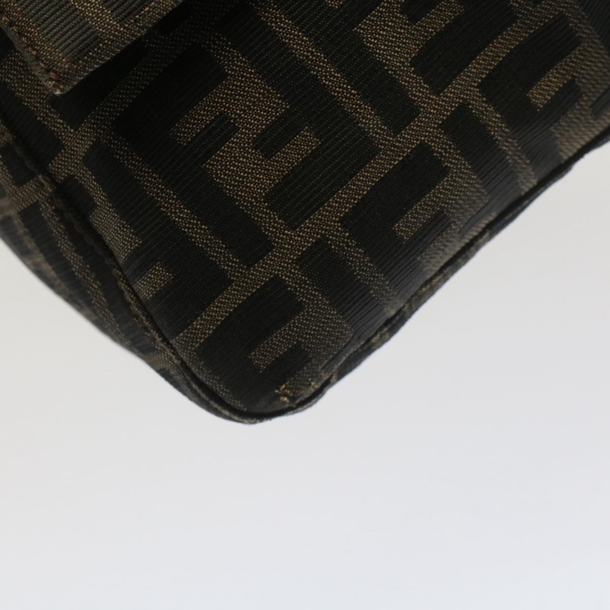 FENDI Zucca Canvas Mamma Baguette Shoulder Bag Black Brownbs7918