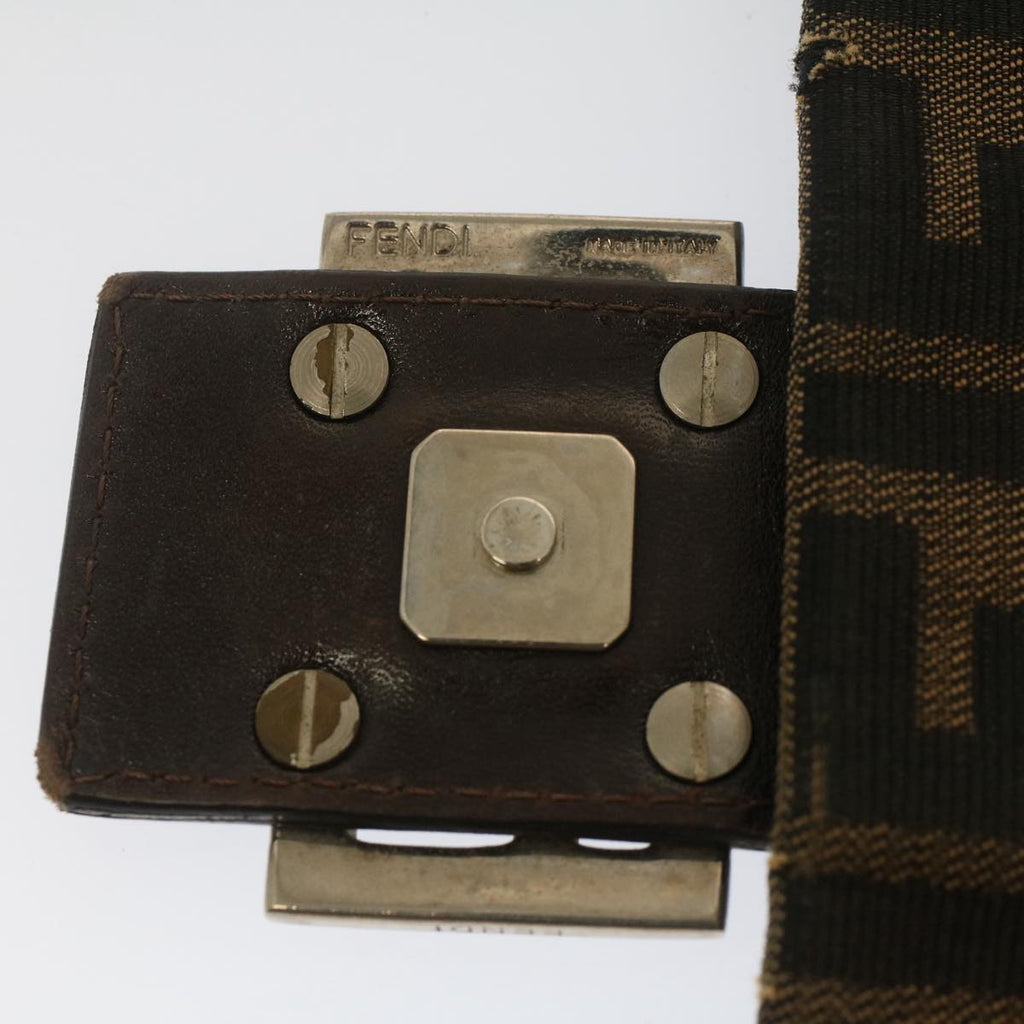 FENDI Zucca Canvas Mamma Baguette Shoulder Bag Black Brownbs7918