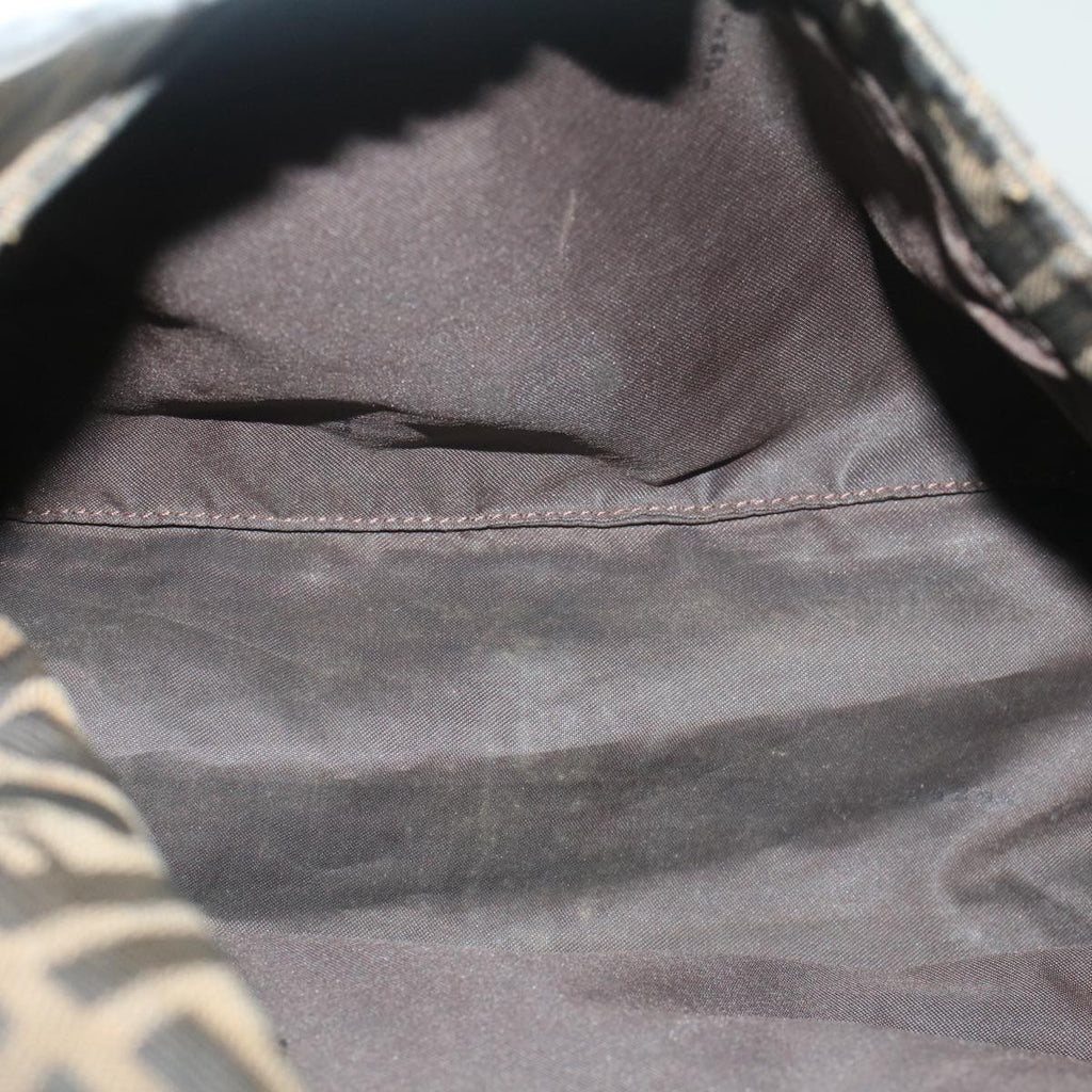 FENDI Zucca Canvas Mamma Baguette Shoulder Bag Black Brownbs7918