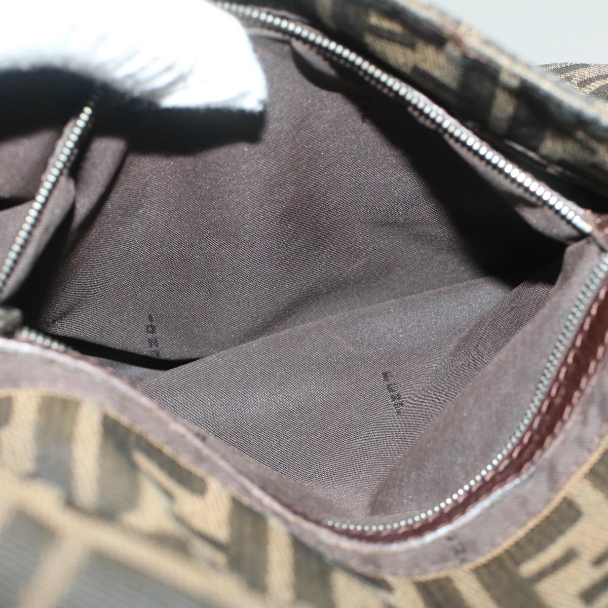 FENDI Zucca Canvas Mamma Baguette Shoulder Bag Black Brownbs7918