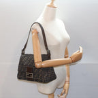 FENDI Zucca Canvas Mamma Baguette Shoulder Bag Black Brownbs7918
