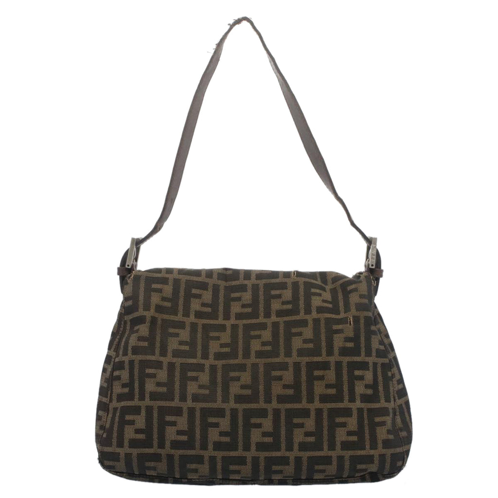 FENDI Zucca Canvas Mamma Baguette Shoulder Bag Black Brownbs7918