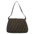 FENDI Zucca Canvas Mamma Baguette Shoulder Bag Black Brownbs7918