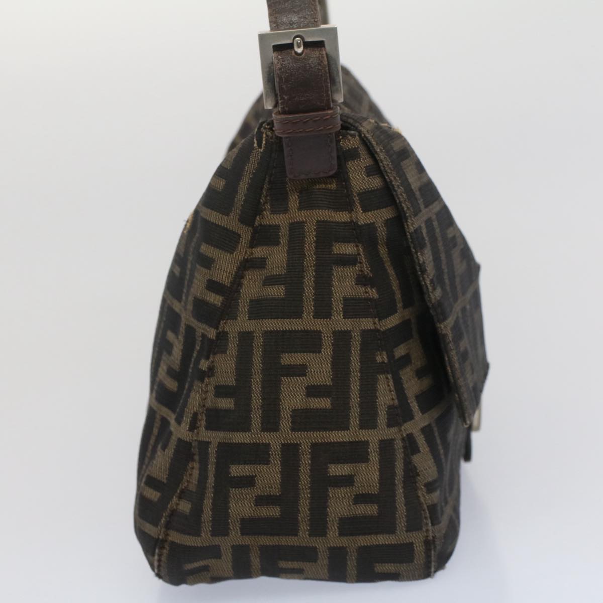 FENDI Zucca Canvas Mamma Baguette Shoulder Bag Black Brownbs7918
