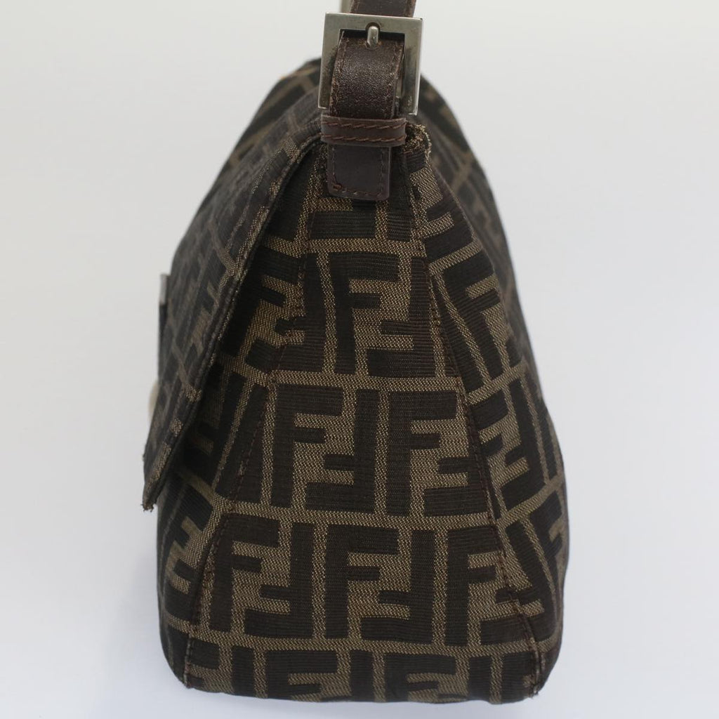 FENDI Zucca Canvas Mamma Baguette Shoulder Bag Black Brownbs7918