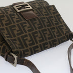 FENDI Zucca Canvas Mamma Baguette Shoulder Bag Black Brownbs7918