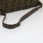 FENDI Zucca Canvas Mamma Baguette Shoulder Bag Black Brownbs7918