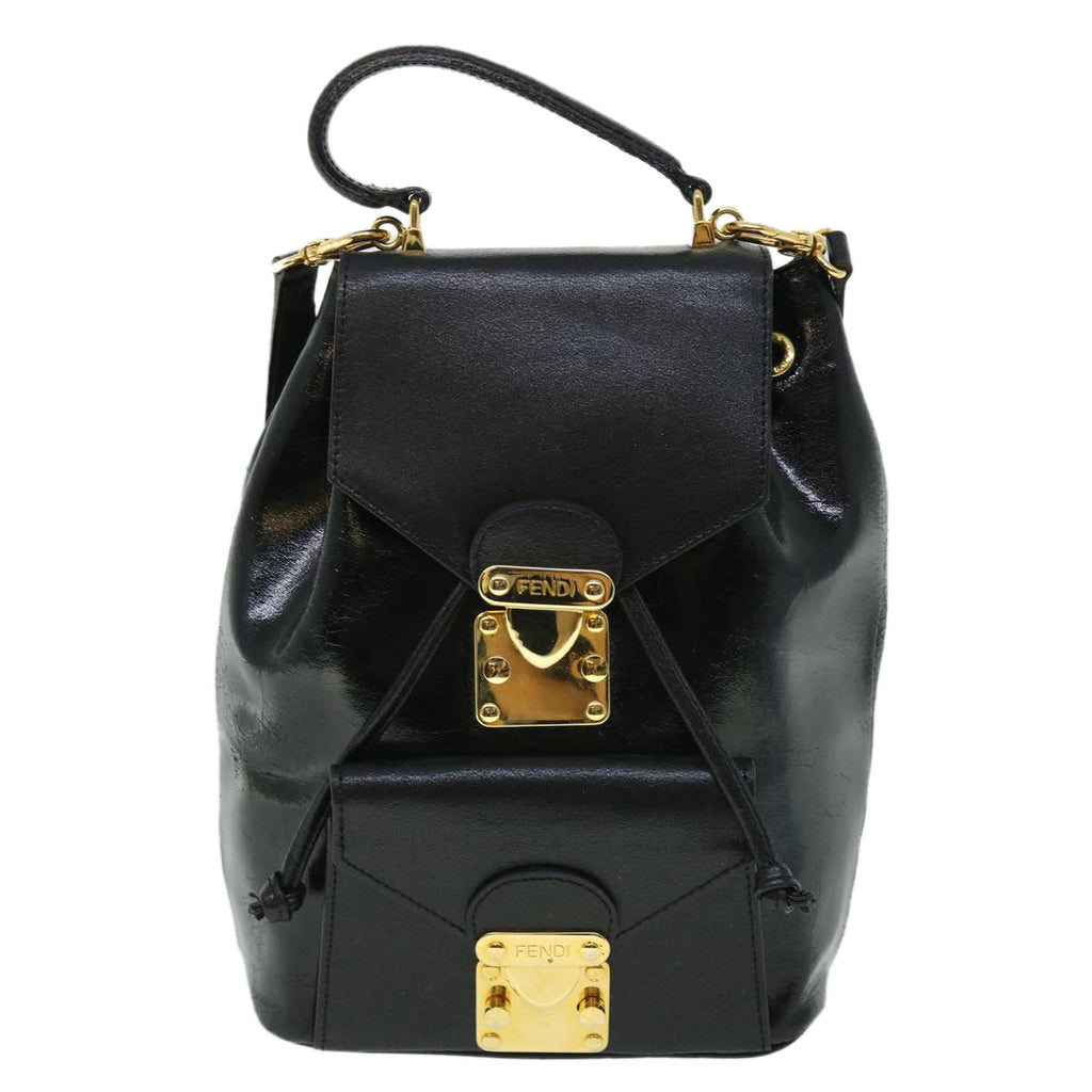 FENDI Backpack Leather Blackbs7930
