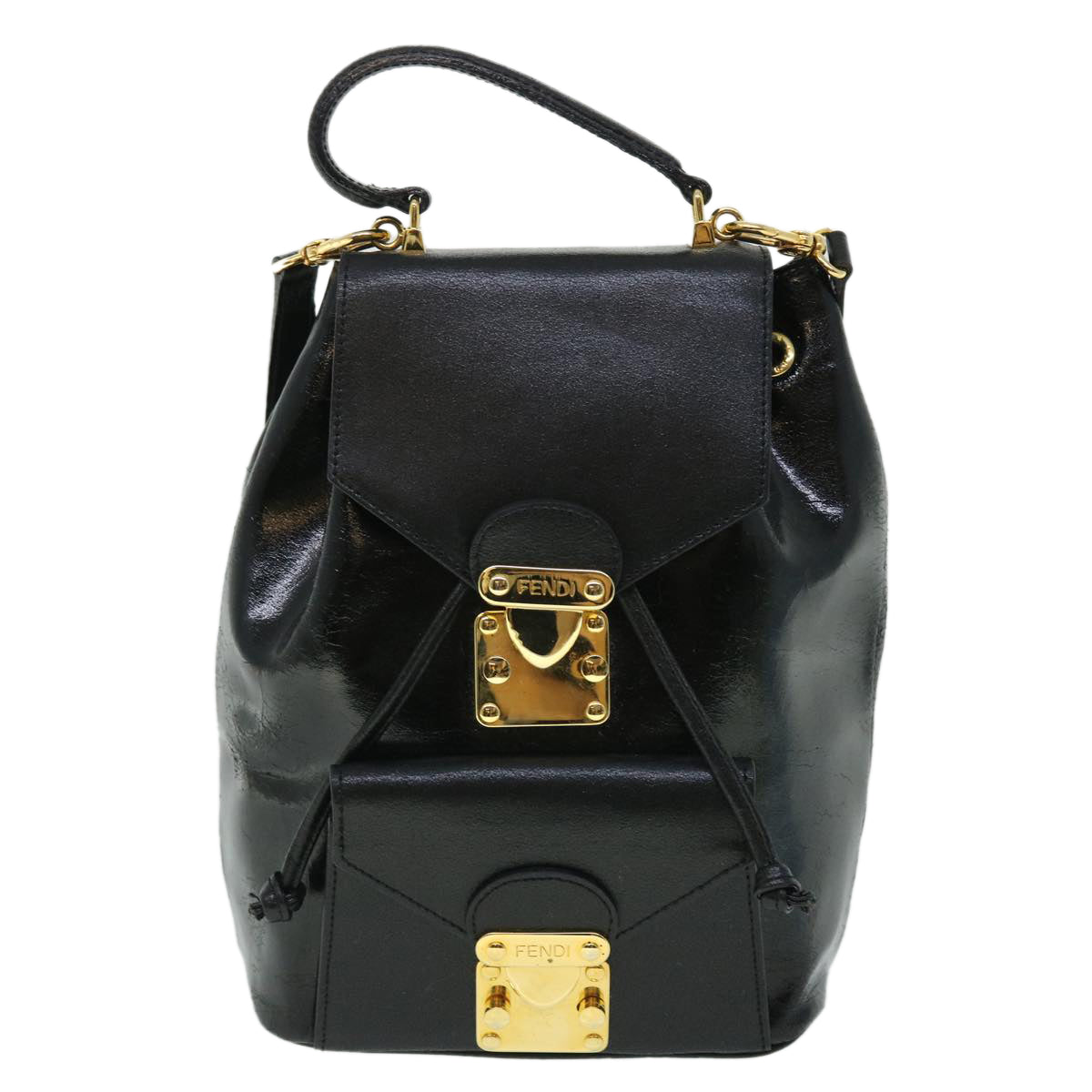 FENDI Backpack Leather Blackbs7930