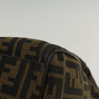 FENDI Zucca Canvas Boston Bag Leather Black Brownbs7951