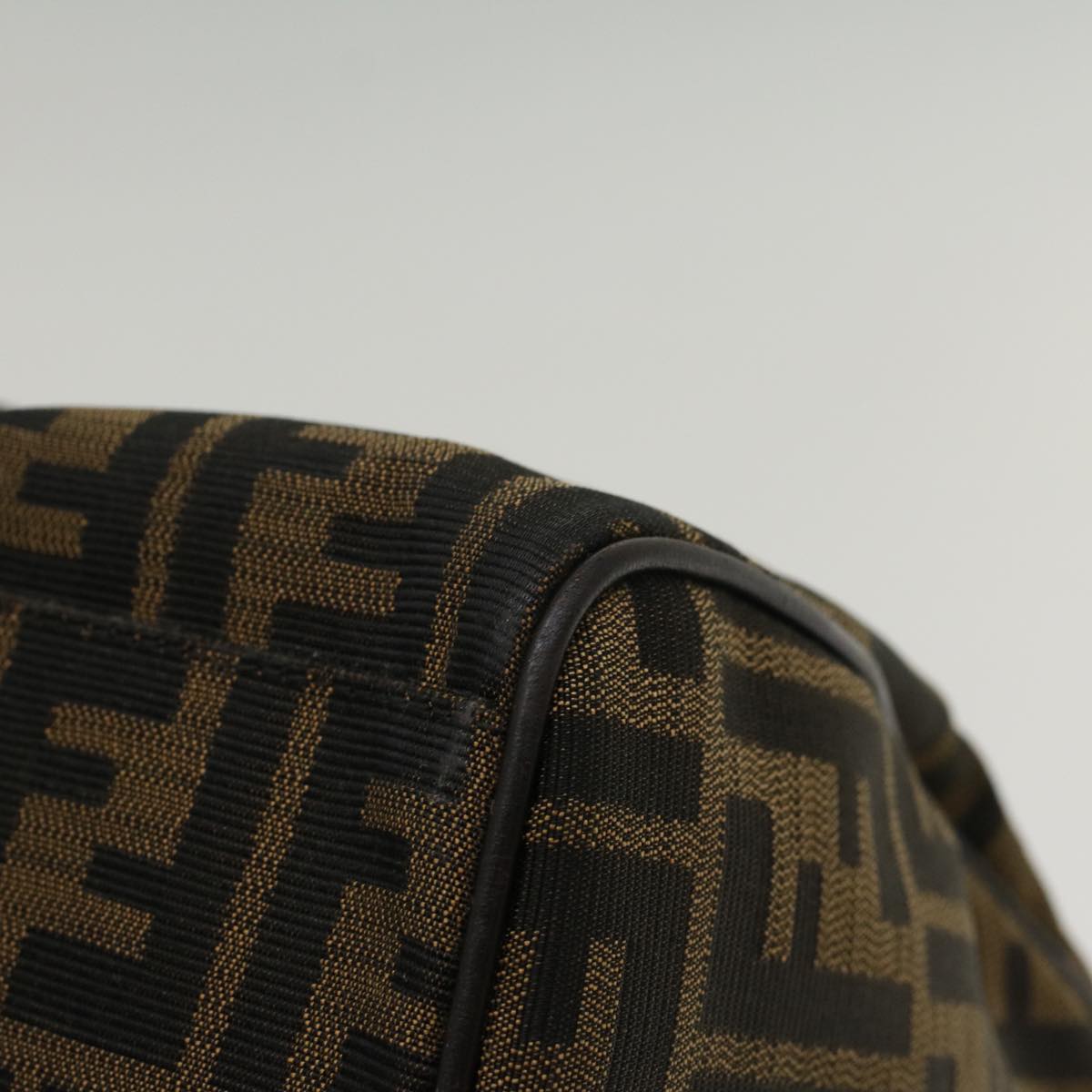 FENDI Zucca Canvas Boston Bag Leather Black Brownbs7951