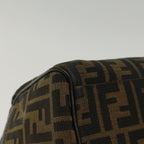 FENDI Zucca Canvas Boston Bag Leather Black Brownbs7951