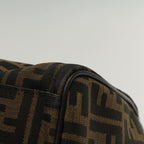 FENDI Zucca Canvas Boston Bag Leather Black Brownbs7951