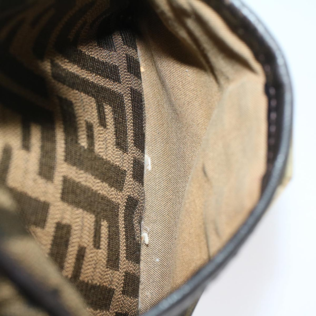 FENDI Zucca Canvas Boston Bag Leather Black Brownbs7951