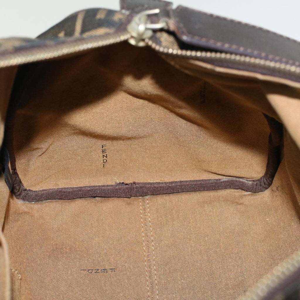 FENDI Zucca Canvas Boston Bag Leather Black Brownbs7951
