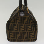 FENDI Zucca Canvas Boston Bag Leather Black Brownbs7951