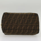 FENDI Zucca Canvas Boston Bag Leather Black Brownbs7951