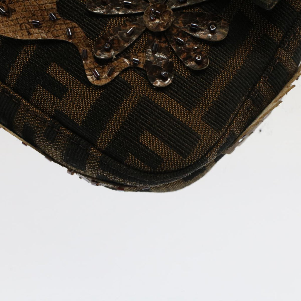 FENDI Zucca Canvas Mamma Baguette Shoulder Bag Black Brownbs7953