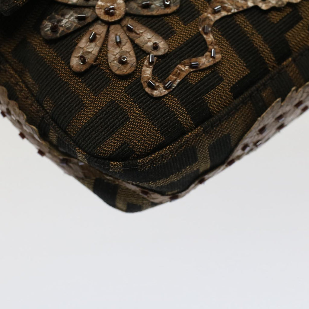 FENDI Zucca Canvas Mamma Baguette Shoulder Bag Black Brownbs7953