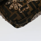 FENDI Zucca Canvas Mamma Baguette Shoulder Bag Black Brownbs7953