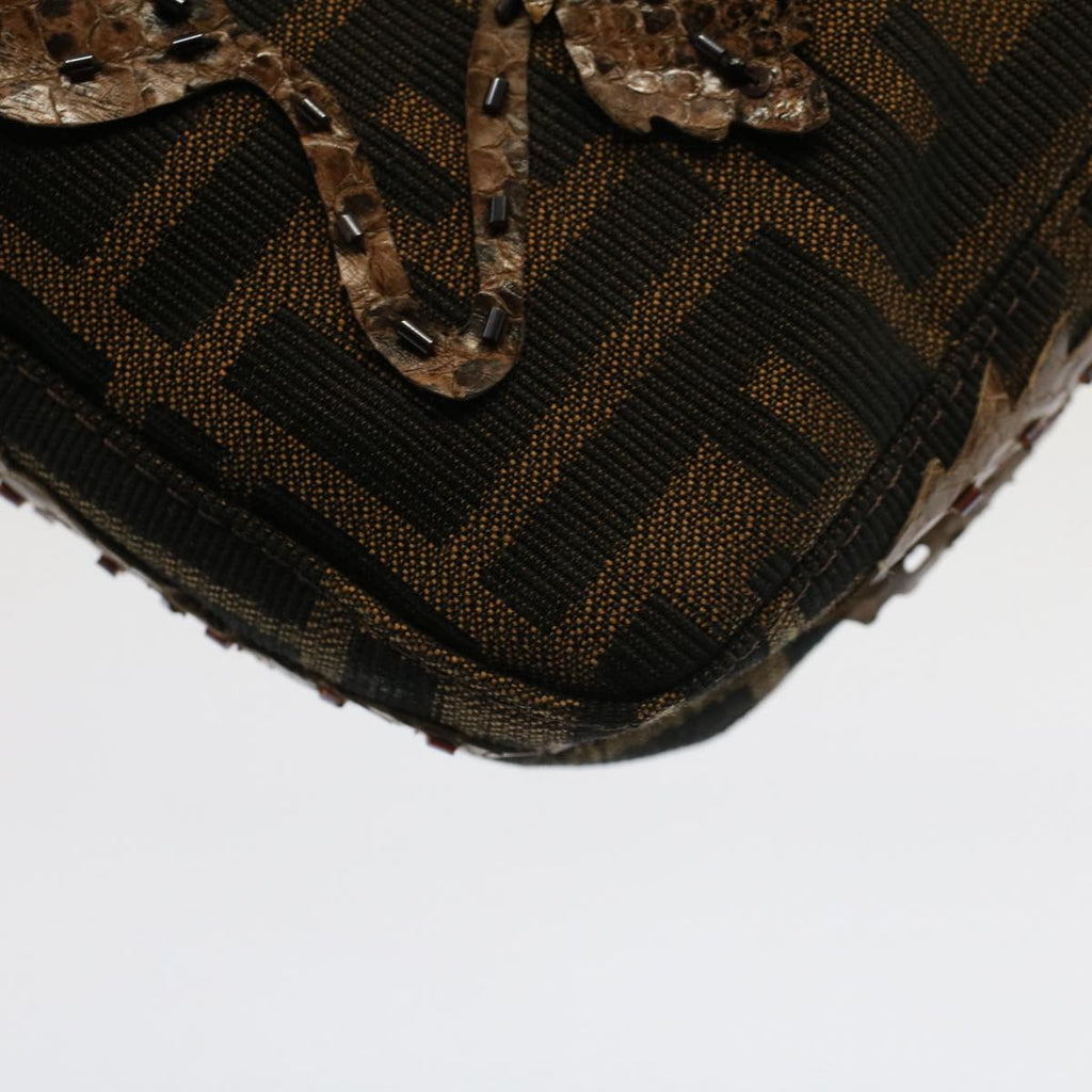FENDI Zucca Canvas Mamma Baguette Shoulder Bag Black Brownbs7953