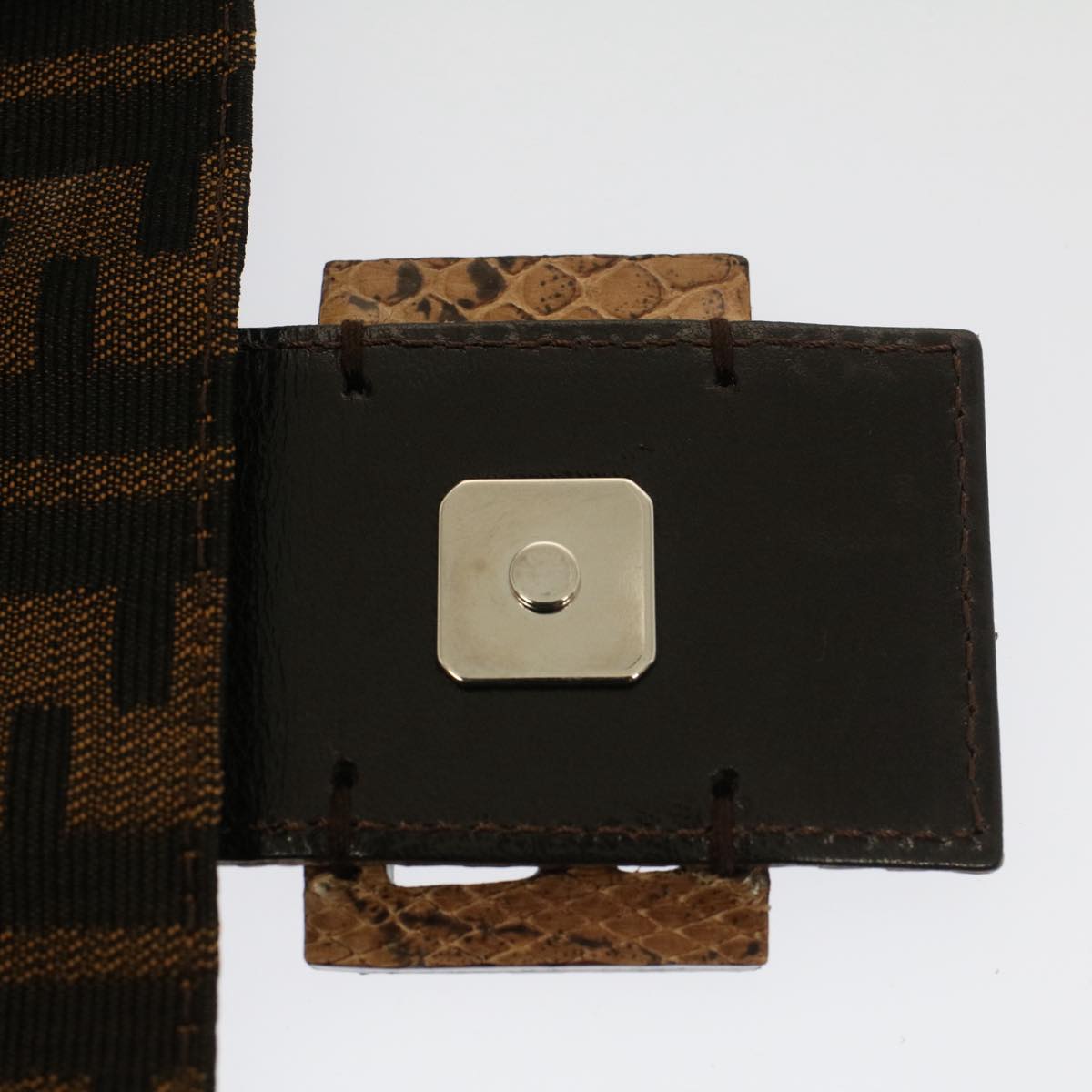 FENDI Zucca Canvas Mamma Baguette Shoulder Bag Black Brownbs7953