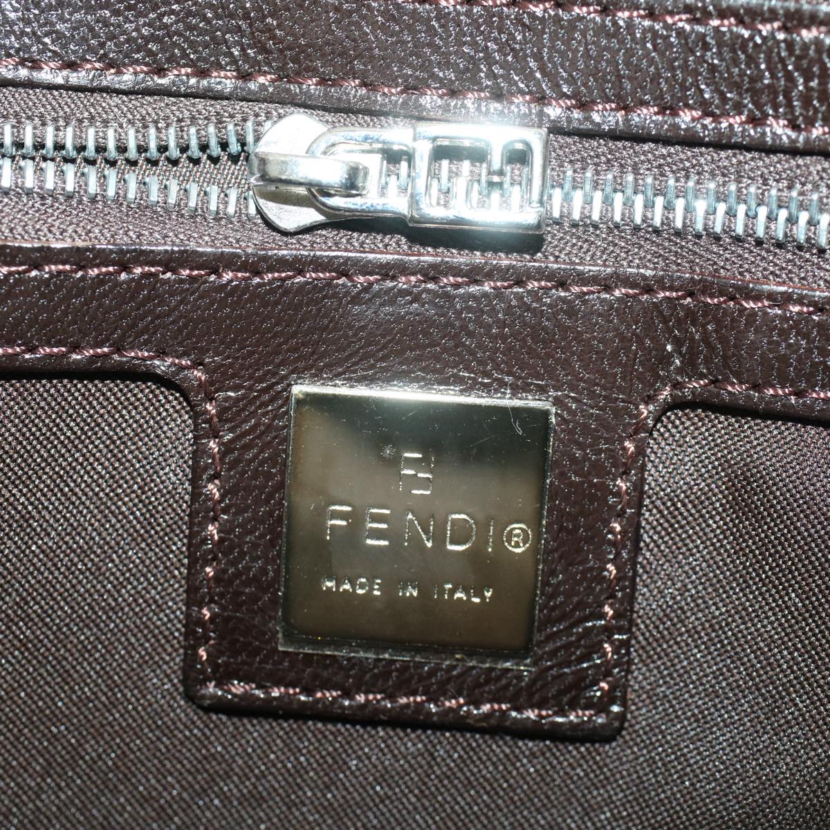 FENDI Zucca Canvas Mamma Baguette Shoulder Bag Black Brownbs7953