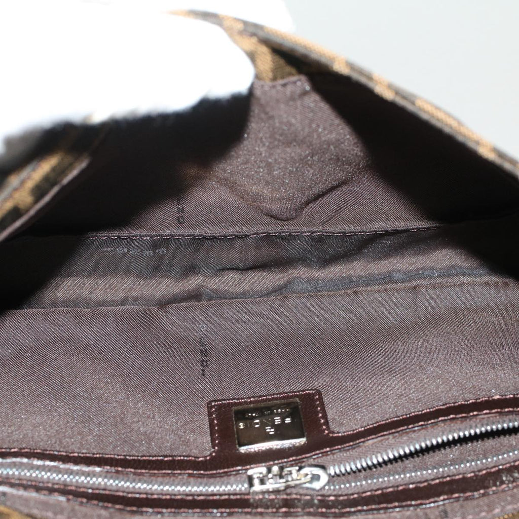 FENDI Zucca Canvas Mamma Baguette Shoulder Bag Black Brownbs7953