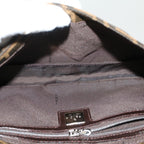 FENDI Zucca Canvas Mamma Baguette Shoulder Bag Black Brownbs7953