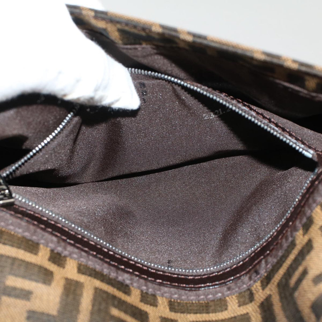FENDI Zucca Canvas Mamma Baguette Shoulder Bag Black Brownbs7953