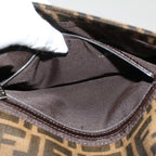 FENDI Zucca Canvas Mamma Baguette Shoulder Bag Black Brownbs7953