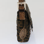 FENDI Zucca Canvas Mamma Baguette Shoulder Bag Black Brownbs7953