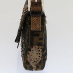 FENDI Zucca Canvas Mamma Baguette Shoulder Bag Black Brownbs7953