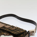 FENDI Zucca Canvas Mamma Baguette Shoulder Bag Black Brownbs7953