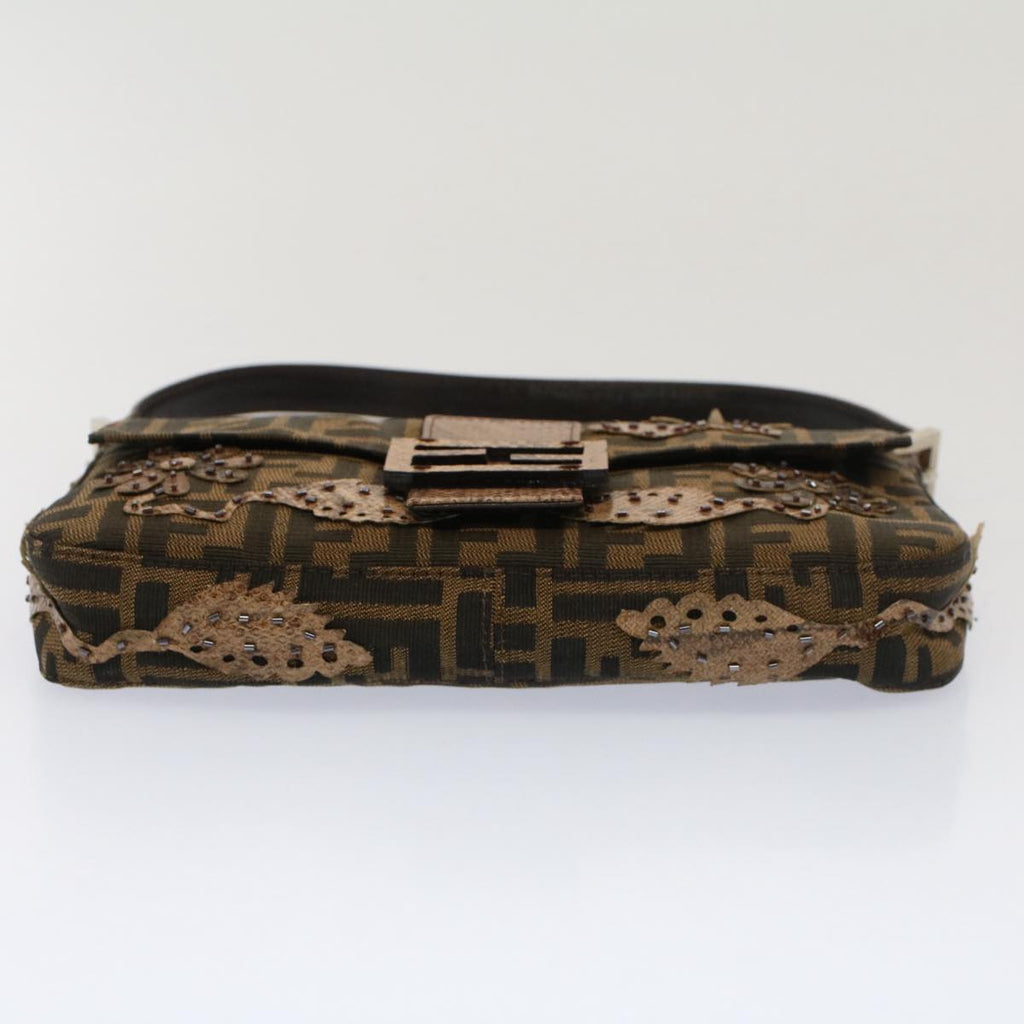 FENDI Zucca Canvas Mamma Baguette Shoulder Bag Black Brownbs7953
