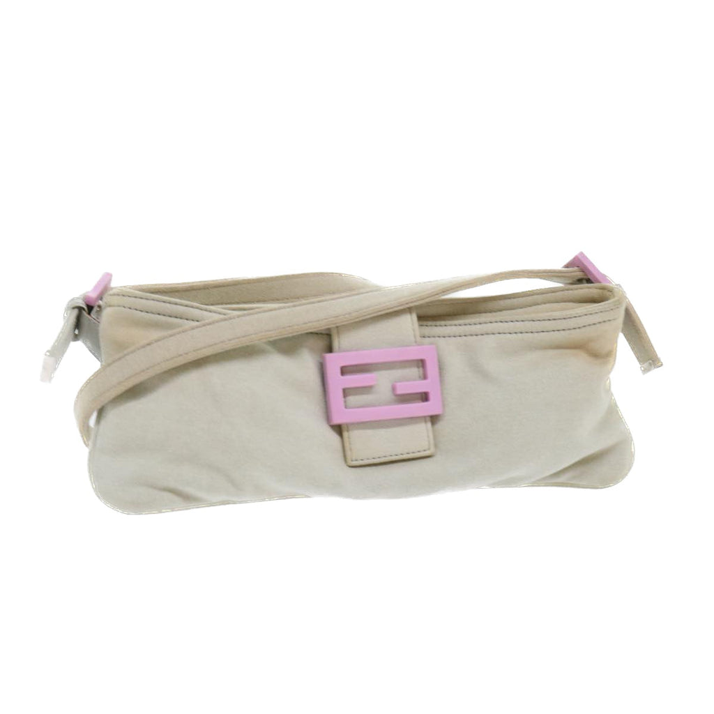 FENDI Mamma Baguette Shoulder Bag cotton Beige Pinkbs7965
