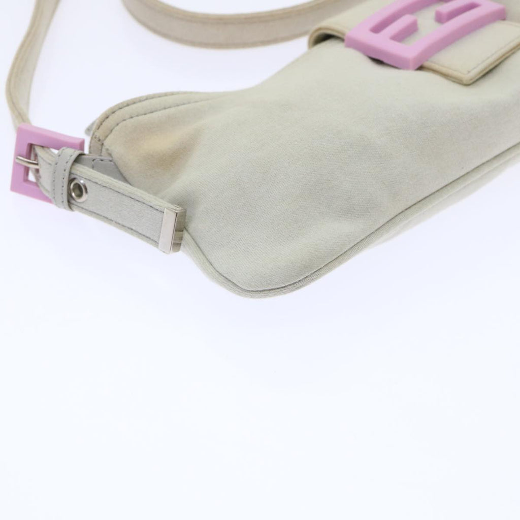 FENDI Mamma Baguette Shoulder Bag cotton Beige Pinkbs7965