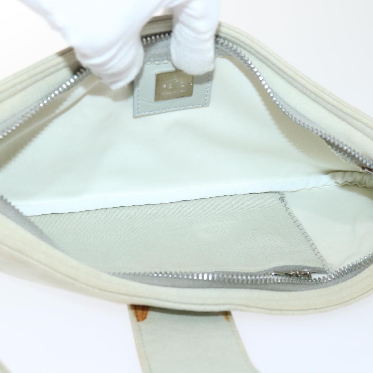 FENDI Mamma Baguette Shoulder Bag cotton Beige Pinkbs7965