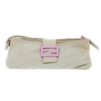 FENDI Mamma Baguette Shoulder Bag cotton Beige Pinkbs7965