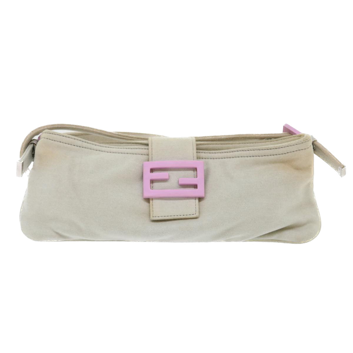 FENDI Mamma Baguette Shoulder Bag cotton Beige Pinkbs7965