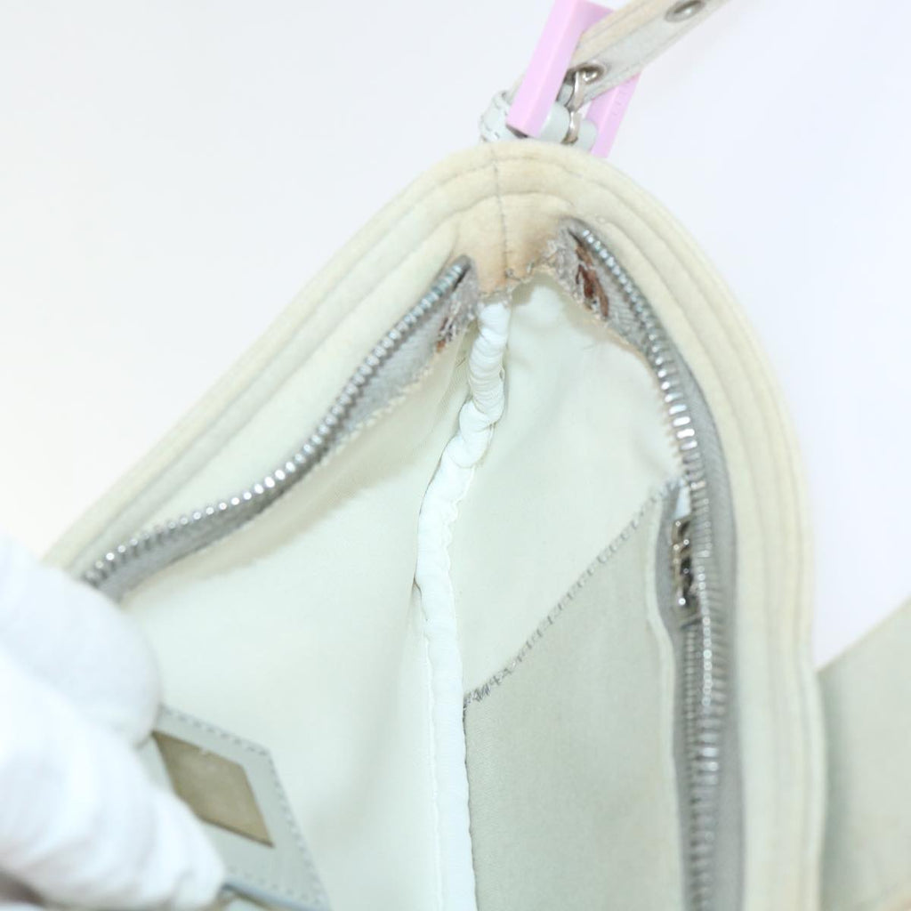 FENDI Mamma Baguette Shoulder Bag cotton Beige Pinkbs7965