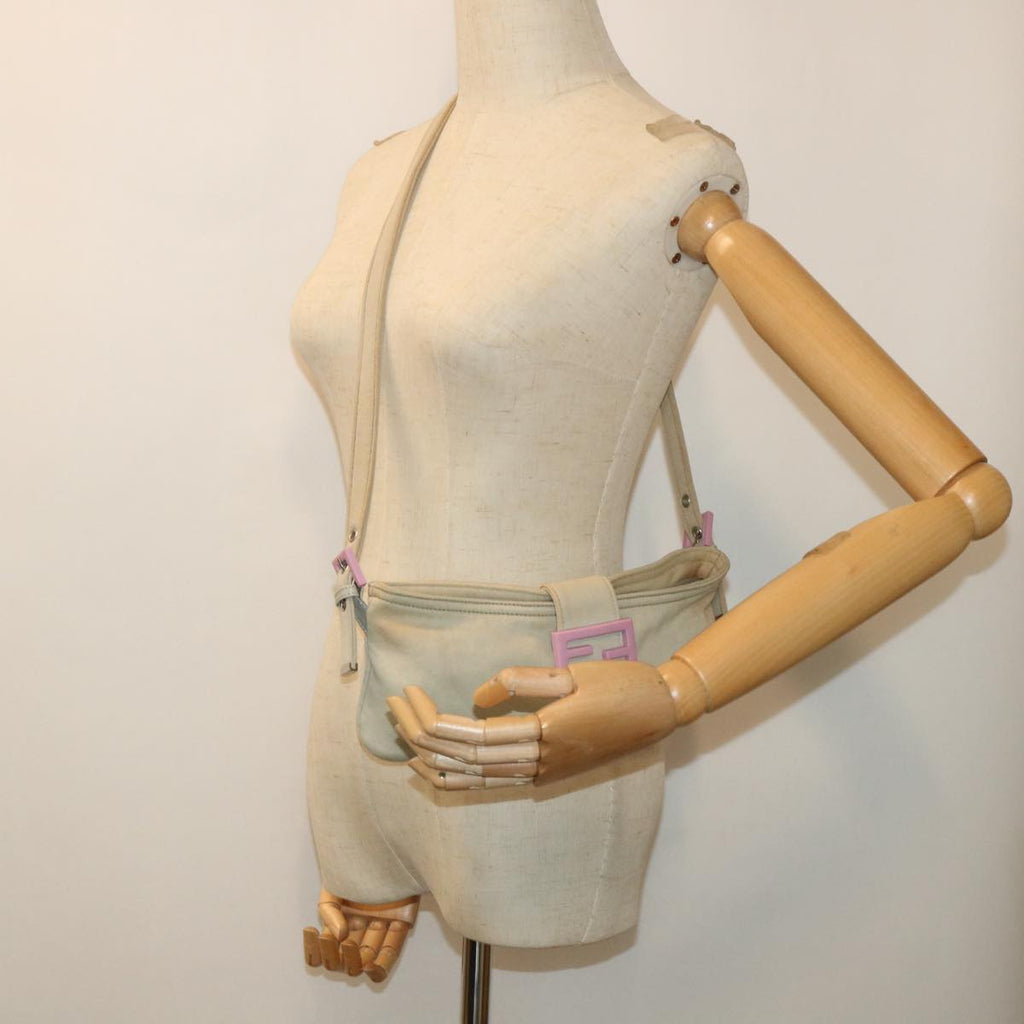 FENDI Mamma Baguette Shoulder Bag cotton Beige Pinkbs7965