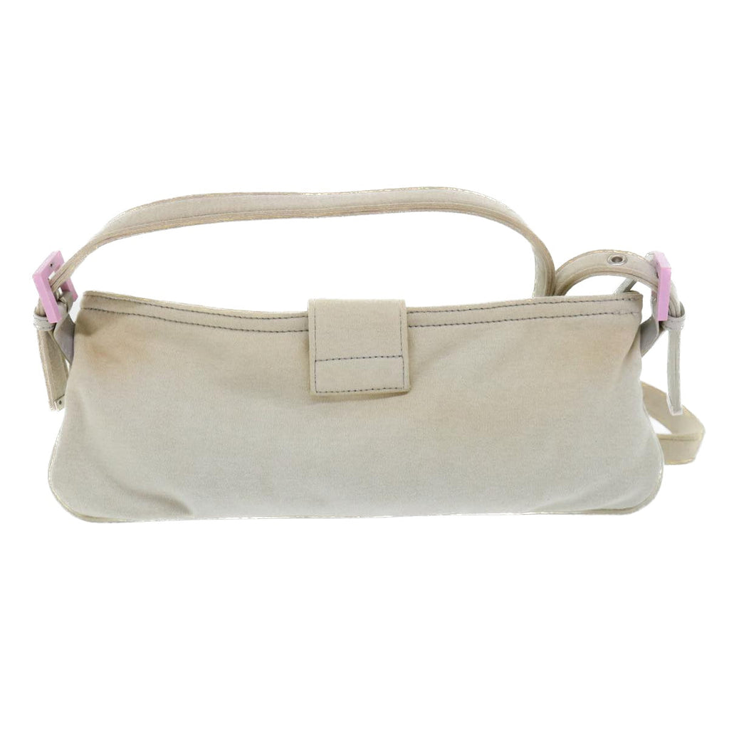 FENDI Mamma Baguette Shoulder Bag cotton Beige Pinkbs7965