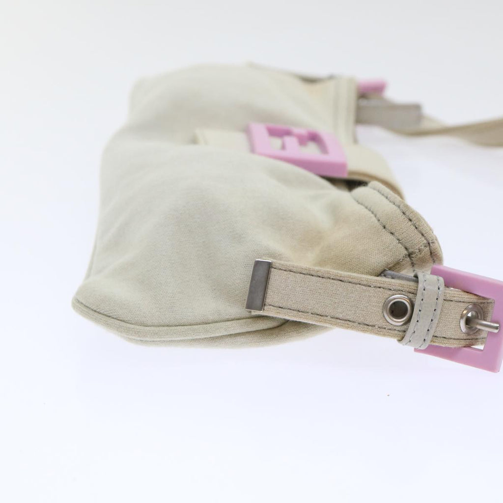FENDI Mamma Baguette Shoulder Bag cotton Beige Pinkbs7965