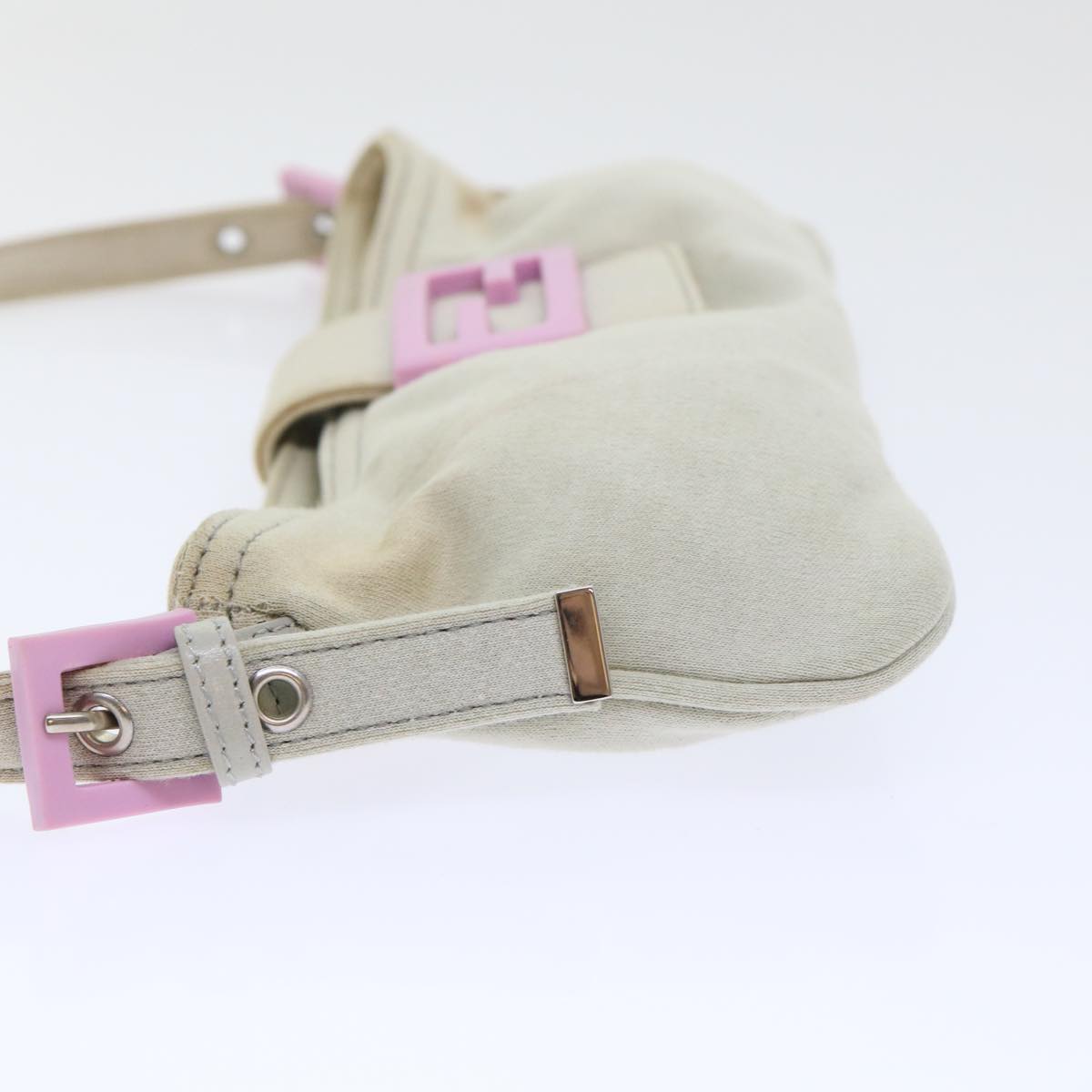 FENDI Mamma Baguette Shoulder Bag cotton Beige Pinkbs7965