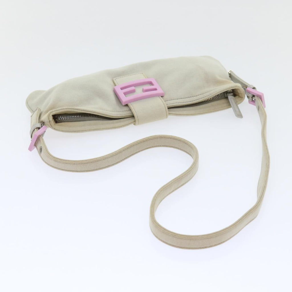 FENDI Mamma Baguette Shoulder Bag cotton Beige Pinkbs7965