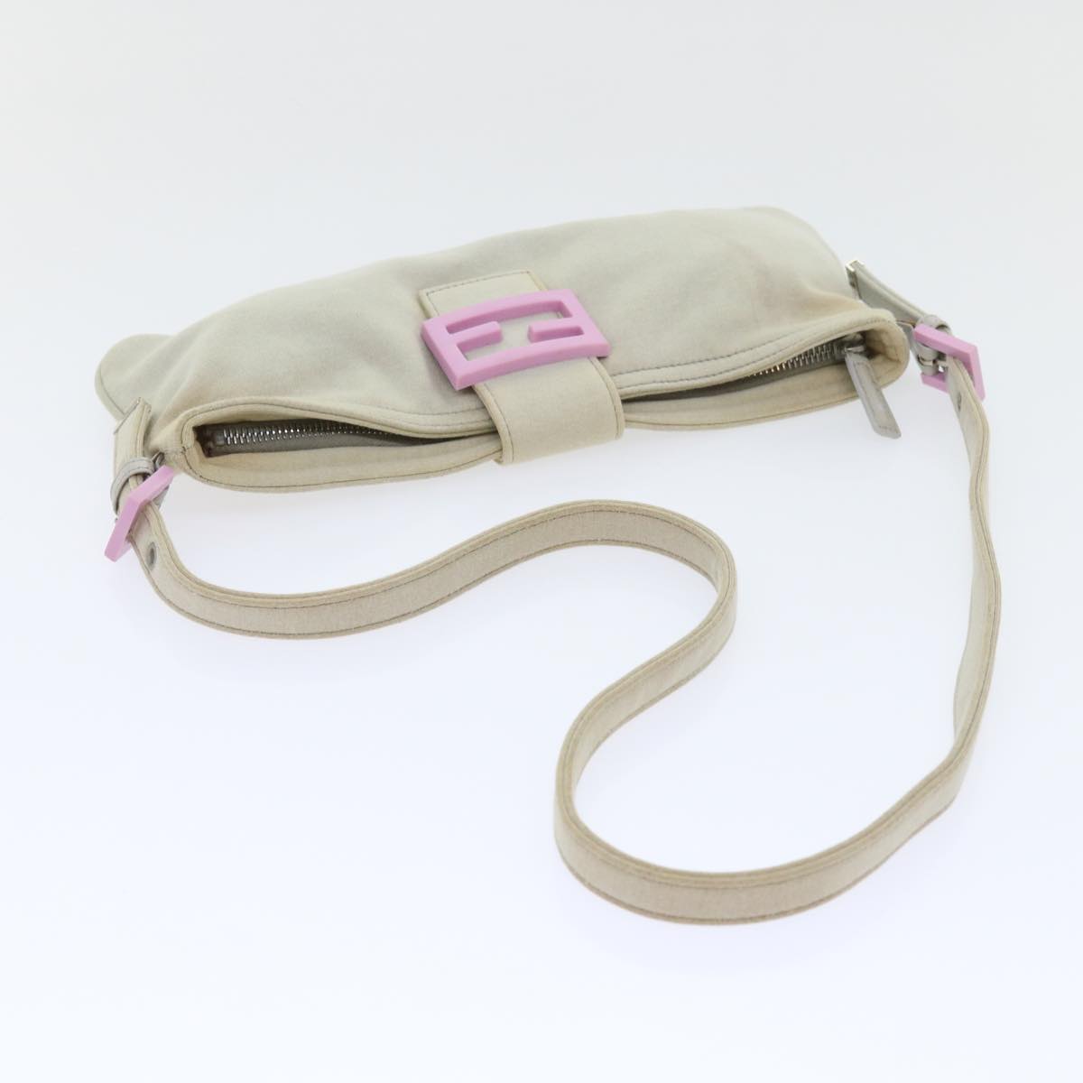 FENDI Mamma Baguette Shoulder Bag cotton Beige Pinkbs7965